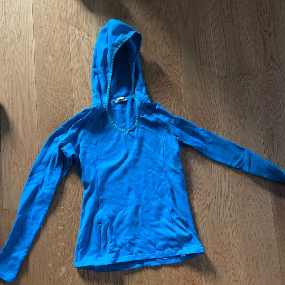 marmot blue fleece hoodie pullover